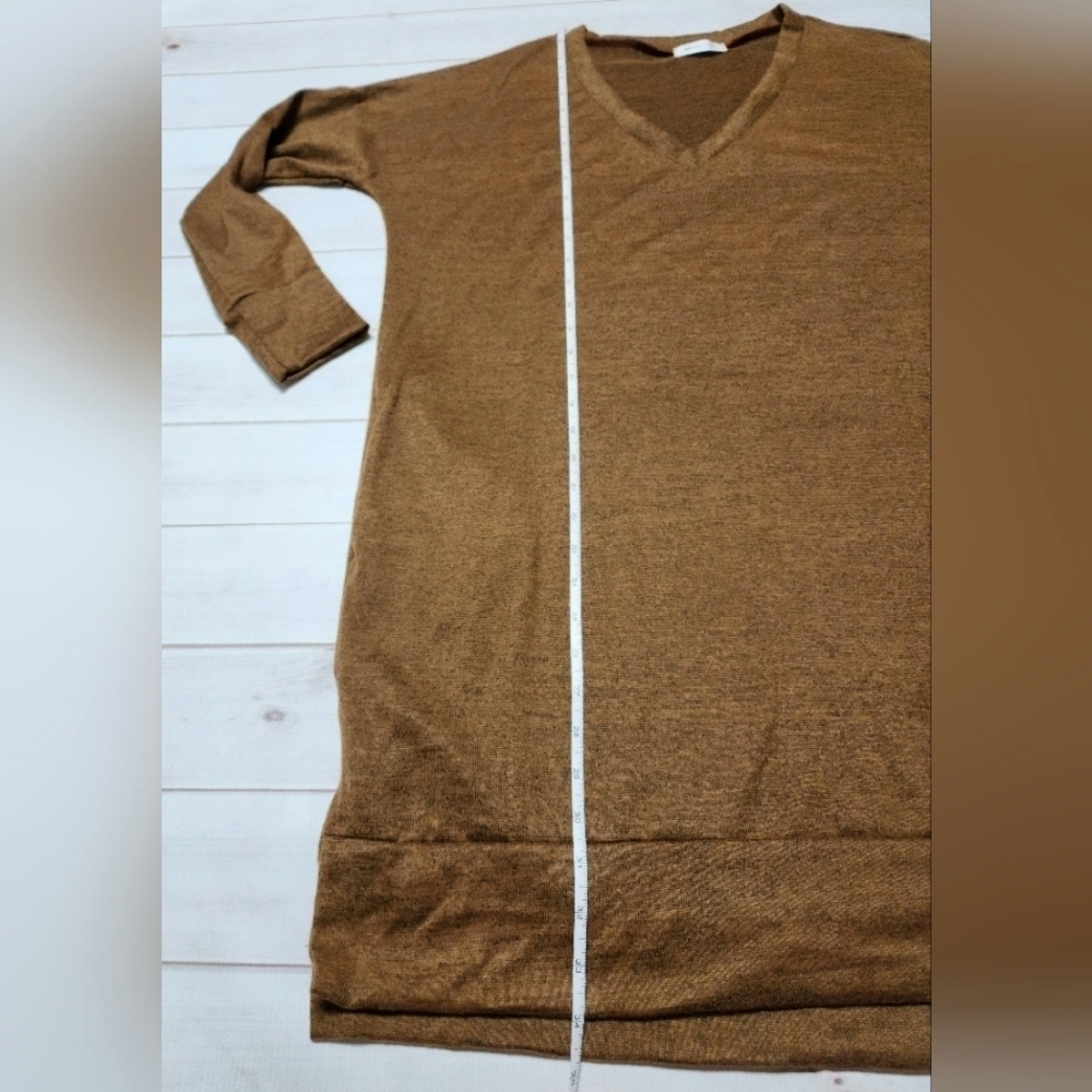 Reb & J V-Neck Longsleeve Brown Sweater dress with Pockets in Brown Medium - New - Picture 4 of 5